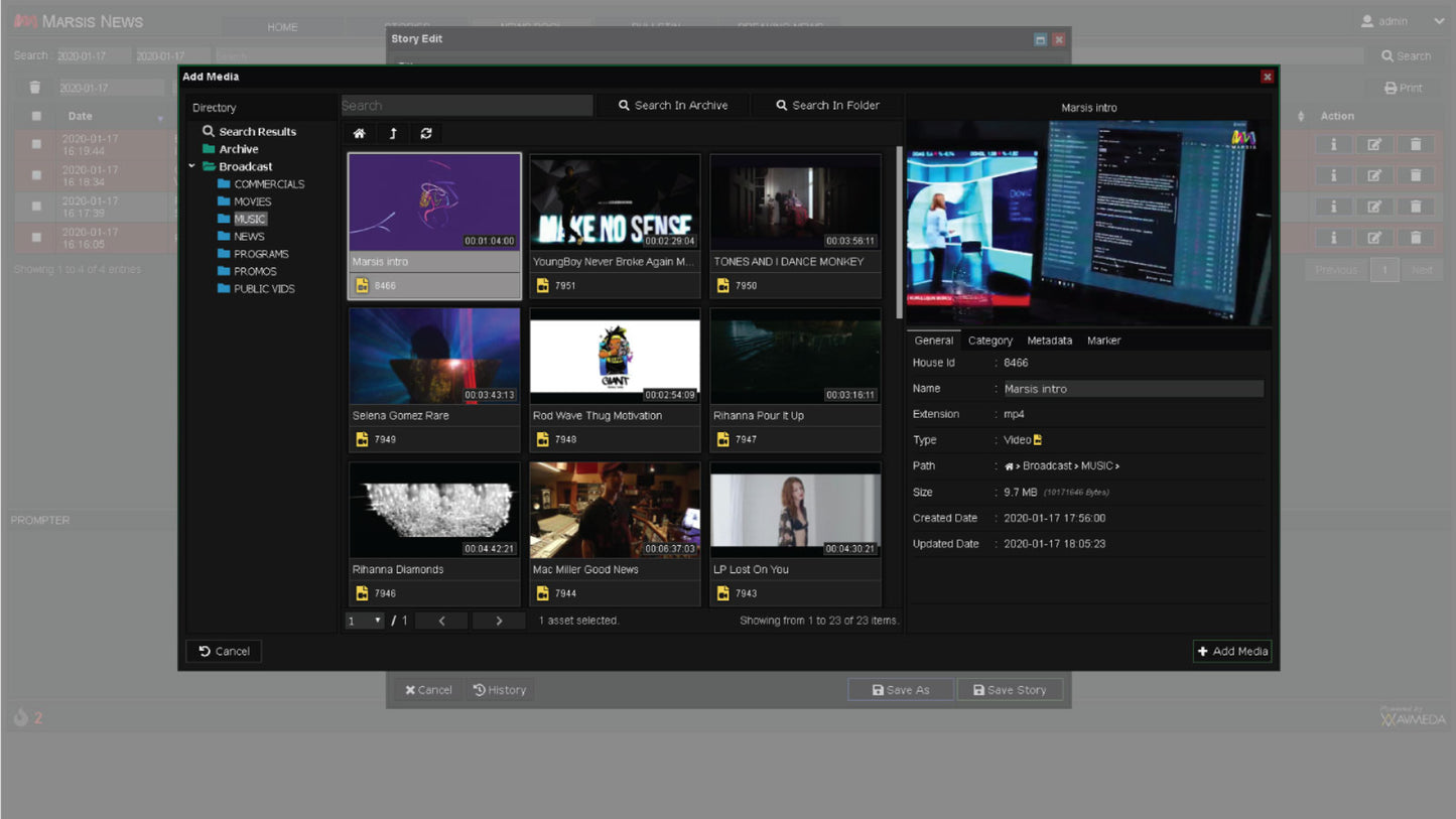 Marsis Media Asset Management Server