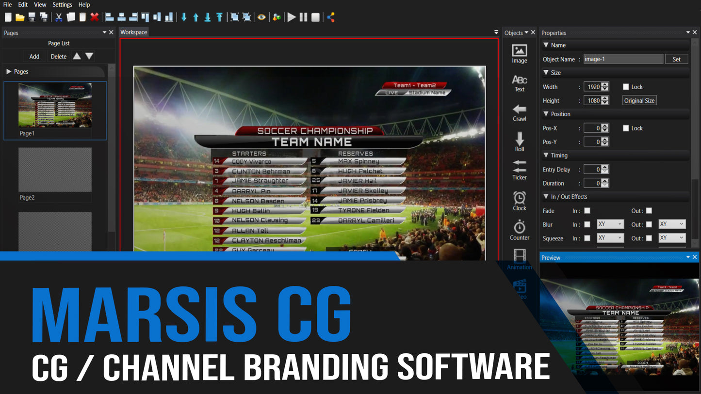 Logiciel de création de marque Marsis CG et Channel Branding, SD, HD, 4K, 8K